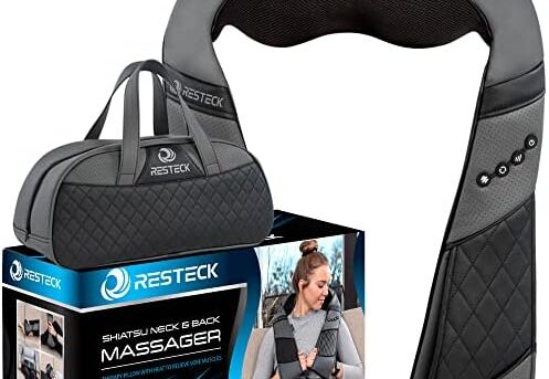 RESTECK Massagers for Neck and Back with Heat - Deep Tissue 3D Kneading Pillow, Electric Shiatsu Shoulder Massage, Foot, Legs,Body - Relieve Muscle Pain - Office, Home & Car