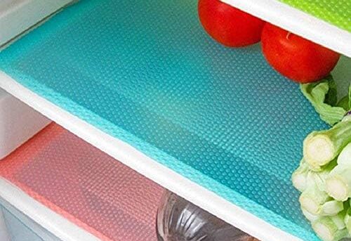 AKINLY 9 Pack Refrigerator Mats,Washable Fridge Mats Liners Easy to Clear Fridge Pads Mat Shelves Drawer Table Mats Refrigerator Liners for Shelves,3Red/3Green/3Blue