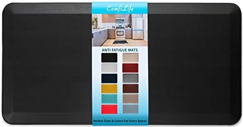 ComfiLife Anti Fatigue Floor Mat – 3/4 Inch Thick Perfect Kitchen Mat, Standing Desk Mat – Comfort at Home, Office, Garage – Durable – Stain Resistant – Non-Slip Bottom (20" x 39", Black)
