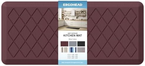 Ergohead Non Slip Anti Fatigue Kitchen Mat, 7/8 inchs Thick Floor Comfort Mat, Washable Memory Foam Kitchen Runner Accessories for Home Essentials (Deep Brown, 17.3" x 39" -0.87")
