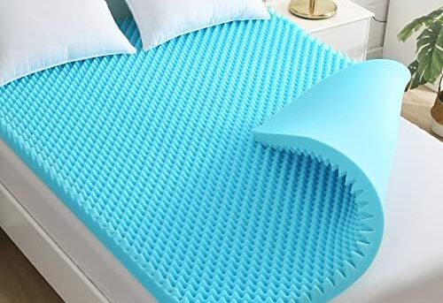 Foam Mattress Topper Full 2 Inch, Egg Crate Cooling Mattress Topper with Gel Infused, Bed Topper with Breathable Airflow Design, Certipur-Us Certified Blue