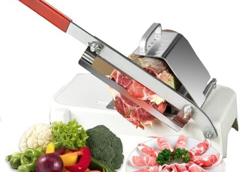 Frozen Meat Slicer - Goldocean Stainless Steel Meat Cutter Beef Mutton Roll Manual Meat Slicer for Hot Pot BBQ Food Vegetable Medicinal Materials Slicer Slicing for Home Cooking