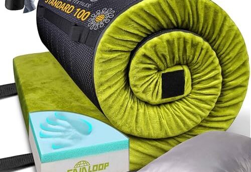 GAIALOOP Thick Memory Foam Camping Mattress Sleeping Pad [Car/Tent/Cot] 3 Inch Portable Floor Mat Roll Up for Guests Kids Adult Sleepover