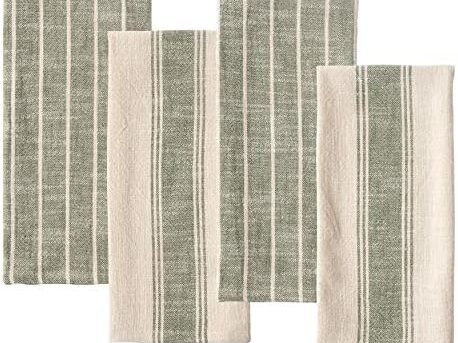 KAF Home Set of 4 Natural Rustic Farmhouse Slubbed Kitchen Towel | 100% Cotton Dish Towel, 18 x 28 Inches | Soft and Absorbent | Set of 4