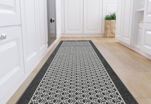 KIMODE Farmhouse Kitchen Runner Rugs 30"x70",Non-Slip Washable Runners for Kitchen Floor,Absorbent Grey Kitchen Mats for Floor,Hallway Runner Rug for Front Sink/Hallway/Laundry Room
