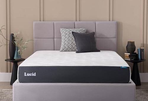 LUCID 10 Inch Memory Foam Mattress - Firm Feel - Infused with Bamboo Charcoal and Gel - Bed in a Box - Temperature Regulating - Pressure Relief - Breathable - Full Size