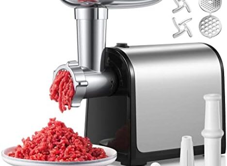 Meat Grinder Electric, Stainless Steel, HOUSNAT 3 in 1 Meat Grinder Heavy Duty with 2 Blades and 3 Plates, Sausage Stuffer Tube & Kubbe Kit, Home Kitchen Use