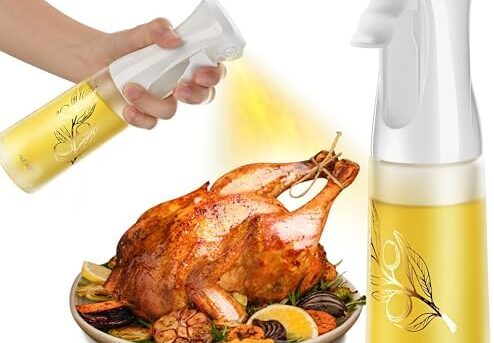 Oil Sprayer for Cooking, Olive Oil Sprayer Mister, 200ml Glass Olive Oil Spray Bottle, Kitchen Gadgets Accessories for Air Fryer, Patented Technology, Widely Used for Salad Making, Baking, Frying, BBQ