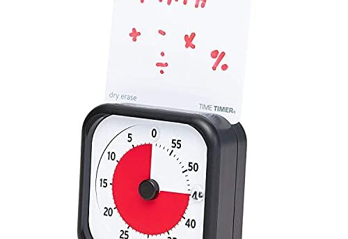 Time Timer 3 inch Visual Timer — 60 Minute Kids Desk Countdown Clock with Dry Erase Activity Card and Desktop App Access — for Kids Classroom, Homeschool Study Tool, Task Reminder, Home and Kitchen