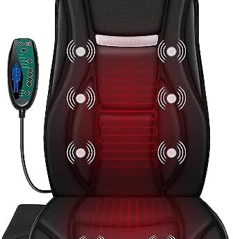 Snailax Vibration Back Massager with Heat, Seat Massager with 8 Vibrating Motors & 5 Modes, Chair Massager, Massage Cushion, Massage Chair Pad for Chair, Office, Gifts