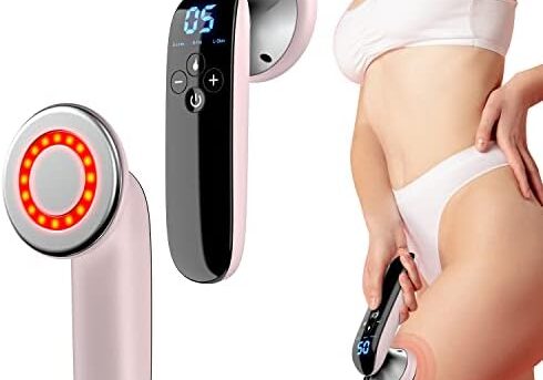 Body Massager Machine - Cordless Handheld Massager for Belly, Waist, Arms, Legs, Butt - 3 Modes and 10 Adjustable Intensity (Light-Pink)