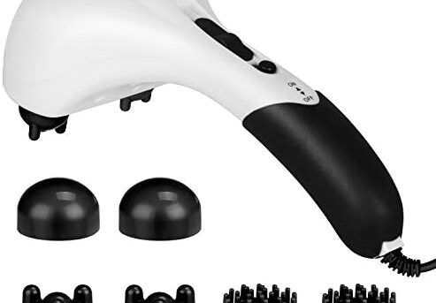 cotsoco Handheld Neck Back Massager - Double Head Electric Full Body Massager - Deep Tissue Percussion Massage Hammer for Muscles, Arm, Neck, Shoulder, Back, Leg, Foot (Black)