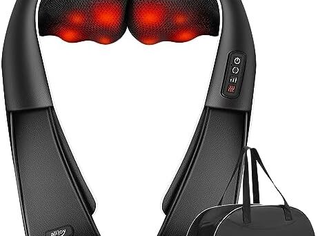 ALLJOY Shiatsu Back and Neck Massager with Heat，Electric Deep Tissue 3D Kneading Massage Pillow for Shoulder, Legs, Foot and Body, Relax Gifts for Women Men Mom Dad