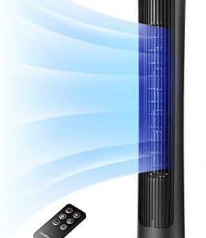 Digital Electric Tower Fan, with Remote Control, LED Display, Standing Bladeless Floor Fans Cooling and Quite Indoor Living Room Bedroom use (36 Inch)…