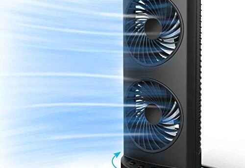 Dr. Prepare Tower Fan Oscillating Fan, Portable Desk Fan with 3-Speed Options, Dual Air Circulation, 110° Oscillation, 3 Timers, Personal Quiet Table Fan for Home Office Desktop Bedroom, 13 inch