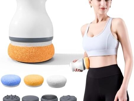 Cellulite Massager Electric, Remover Body Sculpting Machine with 3 Massage Heads and 3 Skin Washable Pads, Beauty Sculpt Massager for Belly Legs Arms, Handheld Body Massager with Adjustable Speeds