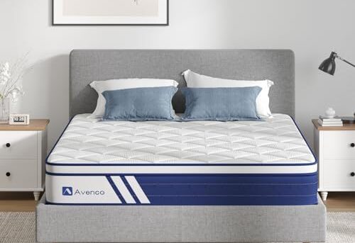 Avenco King Mattress, 10 Inch King Size Mattress in a Box, Medium Firm King Hybrid Mattress with Gel Memory Foam & Individual Pocket Coils for Pressure Relief & Support, CertiPUR-US Certified