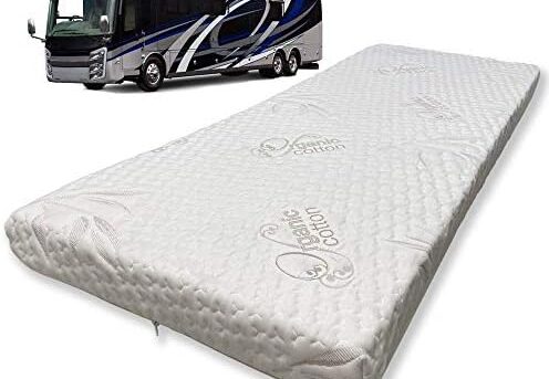 Foamma 4” x 24” x 72” Truck, Camper, RV Travel Visco Gel Memory Foam Bunk Mattress, Organic Cotton Cover, Made in USA, Comfortable, Travel Trailer, CertiPUR-US Certified